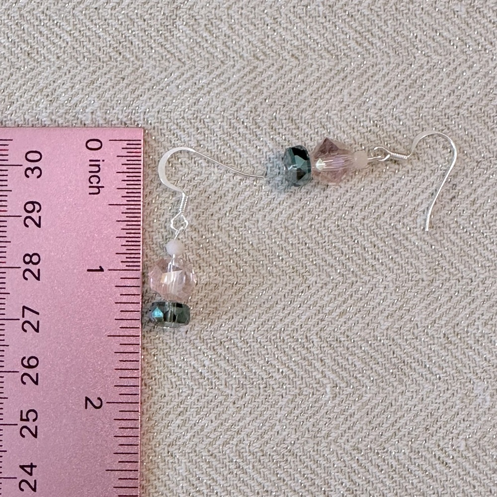 Handmade Pink & Green Ceramic Turtle Flowers Memory Wire Bracelet & Earrings Set - Picture 4 of 9